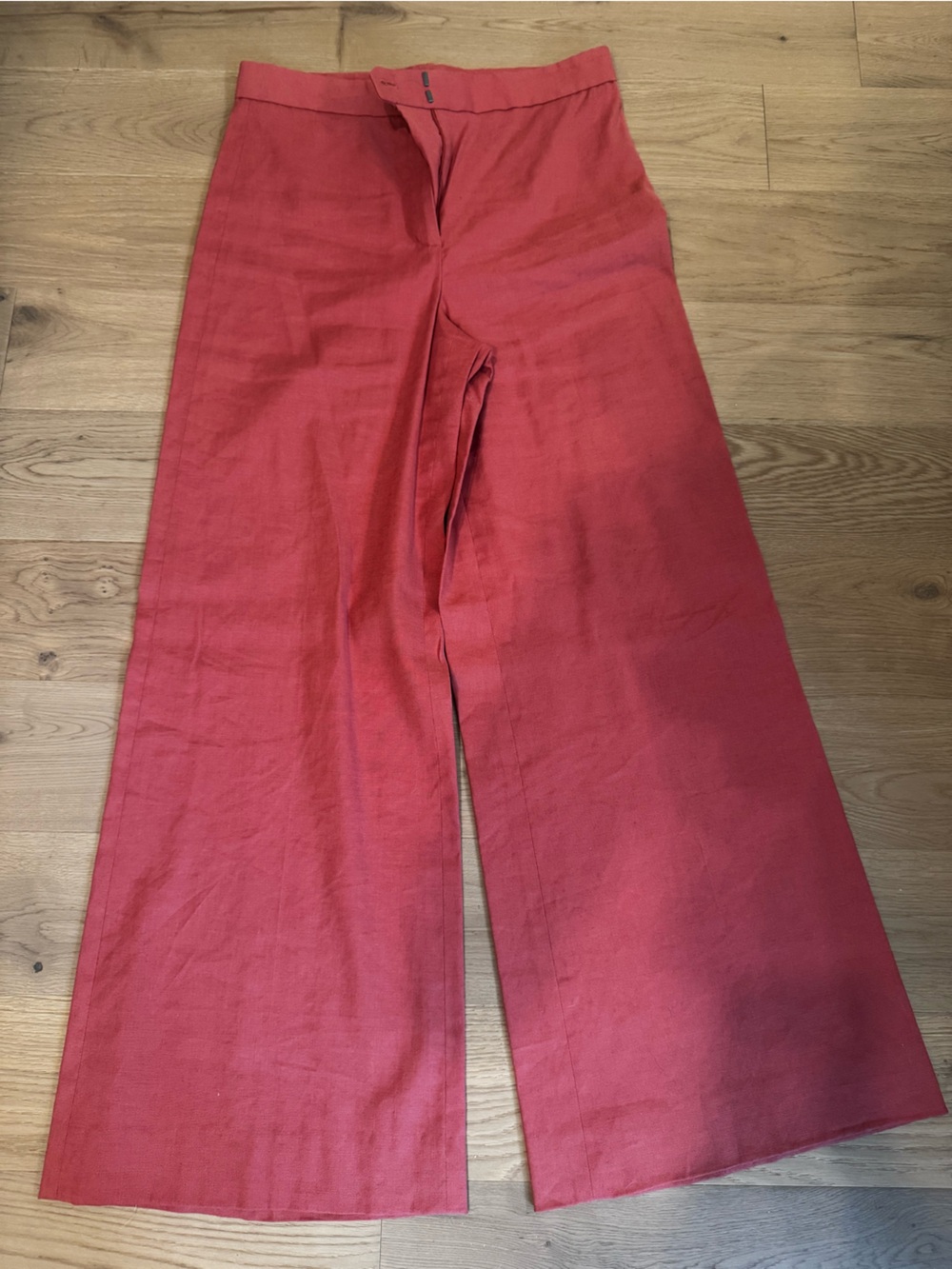 Theory Wide-Leg Linen pants in Coral Red